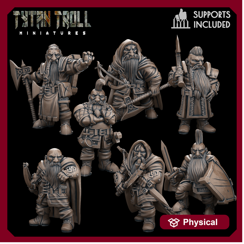 Male Dwarf Pack - TytanTroll Miniatures - DnD - Fantasy - 32mm
