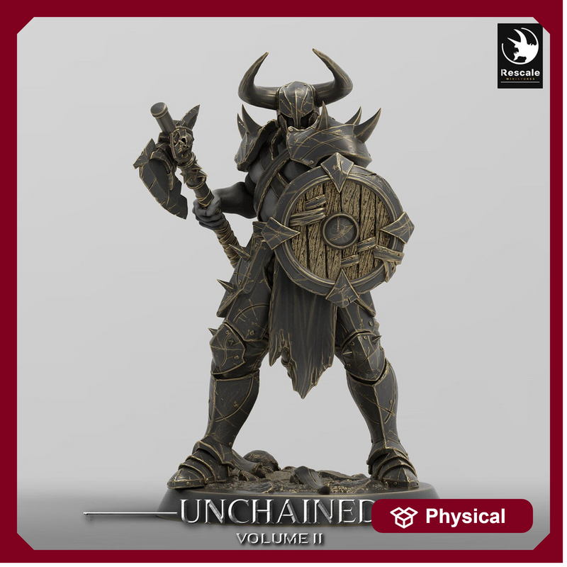 Fighter, Ranger Axe & Shield, Oathbreaker Paladin, Unpainted Miniature| 28mm, 32mm,54mm,75mm,100mm Scales |Dungeons and Dragons Pathfinder - Only-Games