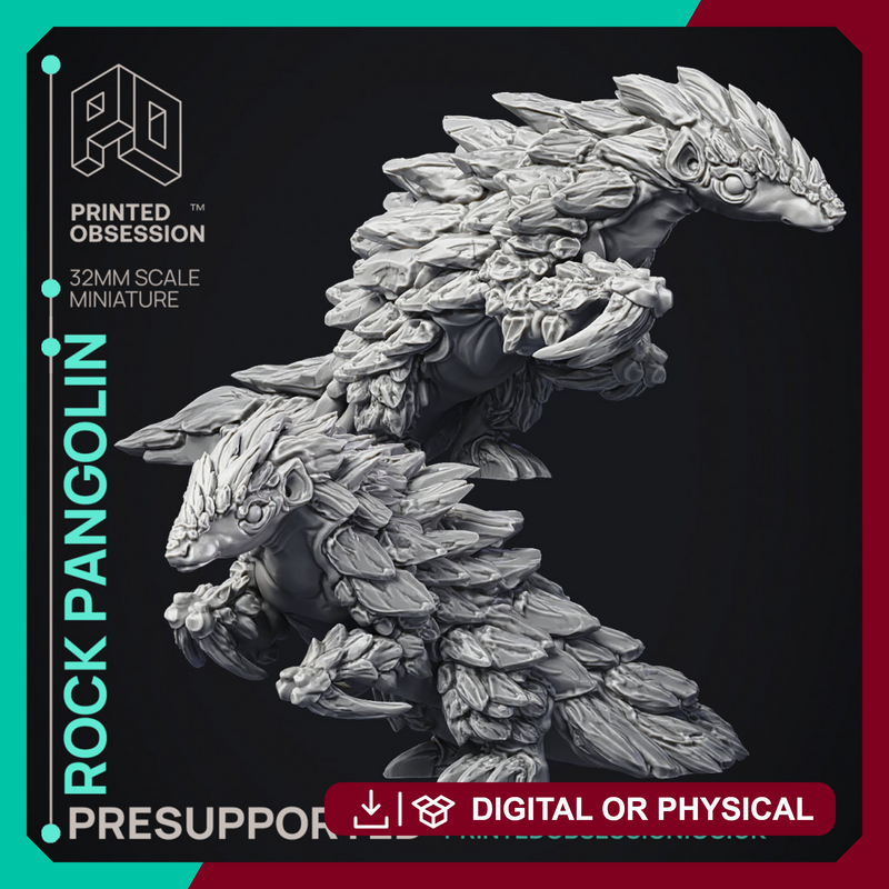 Rock Pangolin - Elemental Creature - 32mm scale - D&D