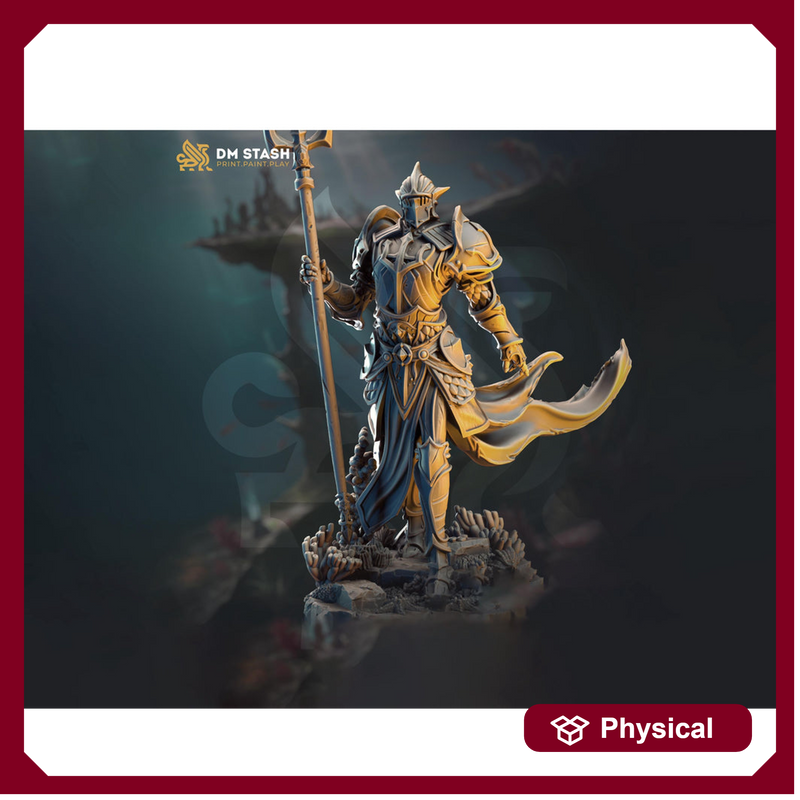 Human Paladin, Fighter Battlemaster Trident | Resin Unpainted Miniature | 28mm, 32mm, 54mm,75mm, 100mm Scales | Pathfinder Figure | DnD |  | - Only-Games