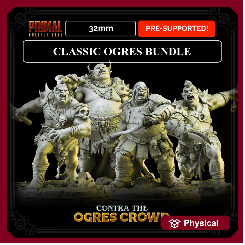 4 miniatures - 32mm - Classic Ogres Bundle -  CONTRA THE OGRES CROWD - MASTERS OF DUNGEONS QUEST - Only-Games
