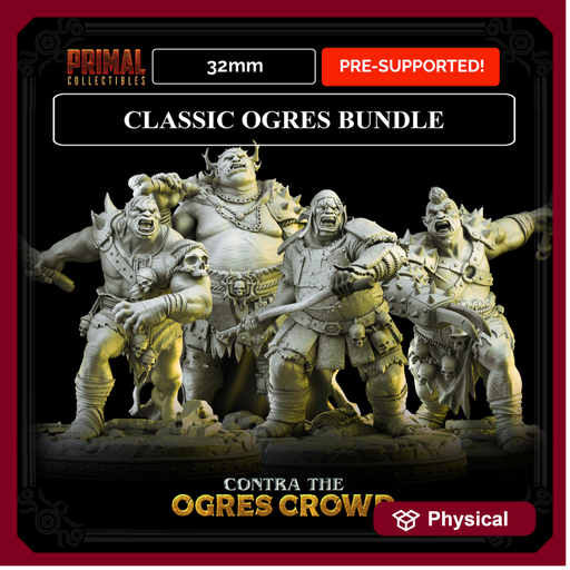4 miniatures - 32mm - Classic Ogres Bundle -  CONTRA THE OGRES CROWD - MASTERS OF DUNGEONS QUEST - Only-Games