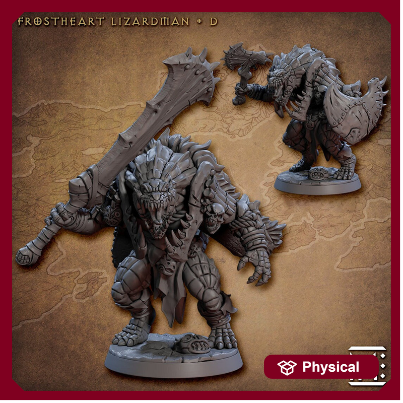 Lizardfolk, Lizardman, Fighter, Range, Paladin PC NPC  | 28mm,32mm,54mm,75mm Scale Resin Miniature | Dungeons and Dragons |Artisan Guild - Only-Games