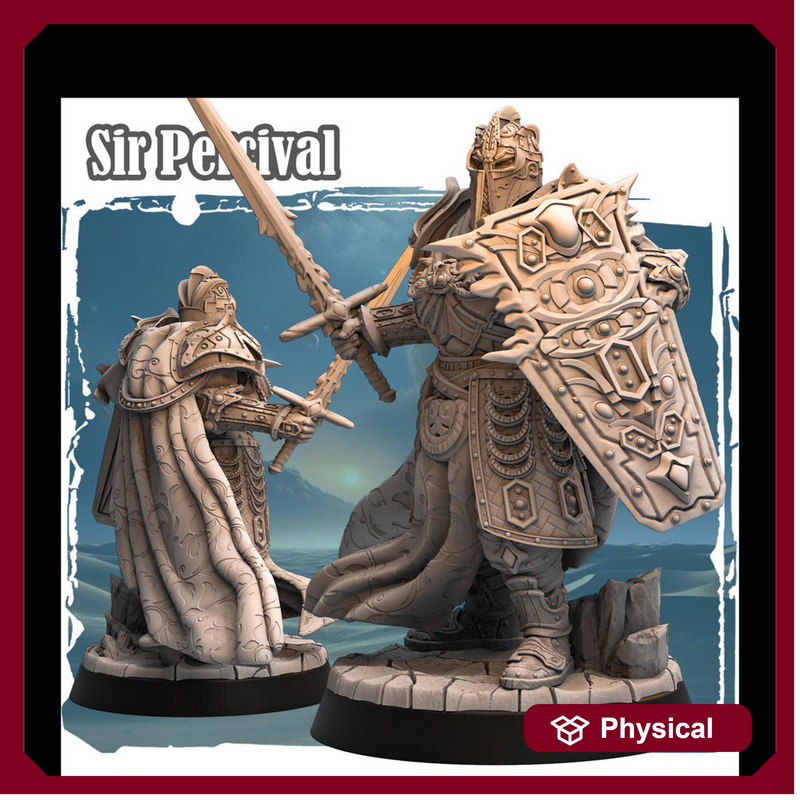 Human Paladin Fighter Sword & Shield, Platemail | Unpainted Miniature | 28mm, 32mm, 54mm,75mm,100mm Scales | Pathfinder Figure | DnD | | - Only-Games