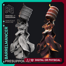 Barrelmancer - Female Mage -  PRESUPPORTED - Illustrated and Stats - 32mm scale