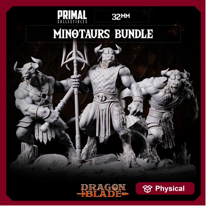 3 miniatures - 32mm - Classic Minotaurs Bundle - DragonBlade
