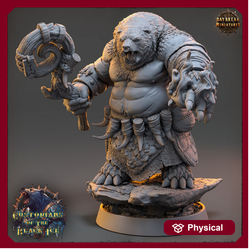 Druid BearFolk  Werebear Humanoid  Scales: 28mm, 32mm,54mm,75mm,100mm | D&D 5e | Dungeons and Dragons | Pathfinder | Daybreak Miniatures - Only-Games