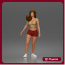Trendy Woman Standing Confidently in Beanie, Crop Top, and Shorts