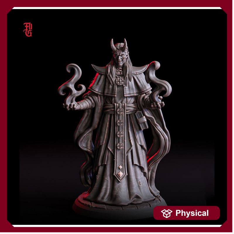 Tiefling Archmage Dark Wizard, Warlock, Sorcerer  | 28mm,32mm,54mm,75mm,100mm Scale, Player Character Mini - D&D 5e, Pathfinder Figurine FOG - Only-Games