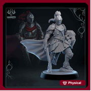Human Paladin Fighter Sword & Shield | Miniature | 28mm, 32mm, 54mm,75mm, 100mm Scales | Pathfinder Figure | DnD | Figurine unpainted | - Only-Games