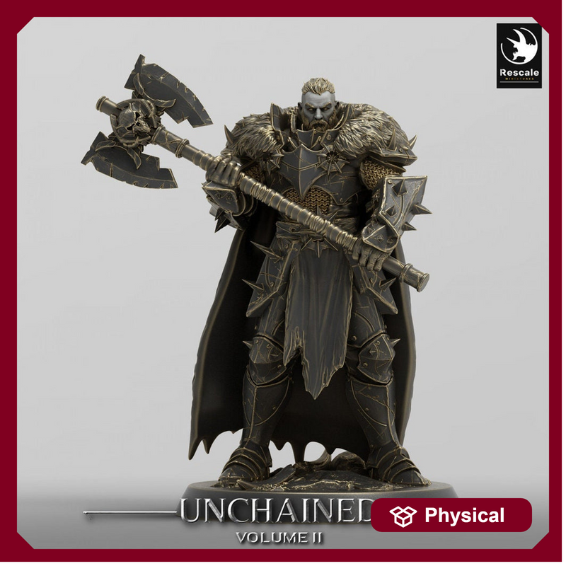 Fighter, Ranger w/ Big Axe, Oathbreaker Paladin,  Unpainted Miniature| 28mm, 32mm,54mm,75mm,100mm Scales |Dungeons and Dragons Pathfinder - Only-Games