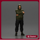 Gangster in Hooded Jacket and Cargo Pants with Confident Stance