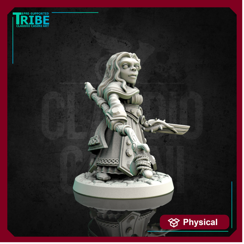 (0167) Female halfling wizard sorceror druid with magic staff - Only-Games