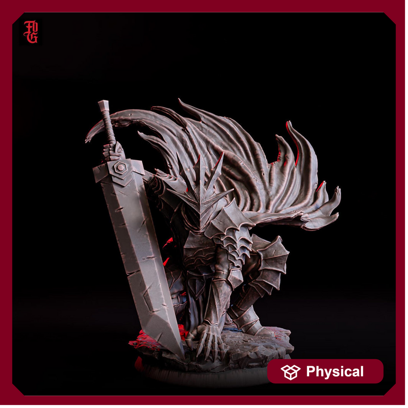 Dark Greatsword Knight Miniature | Two Hand Sword Warrior | Resin 28mm 32mm 54mm 75mm 100mm - Only-Games