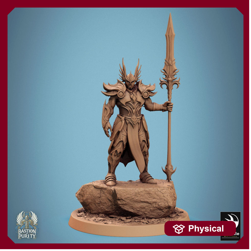 Human Paladin, Fighter Helm or No Helm, Polearm Spear PC / NPC, DnD 5e Unpainted Mini| 28mm, 32mm,54mm,75mm,100mm Scales |Dungeons & Dragons - Only-Games