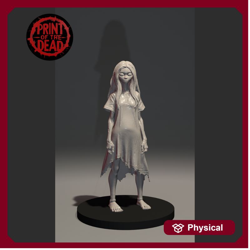 Print of the Dead - Drop 001 - Zombie Long Hair - Grey Resin Print