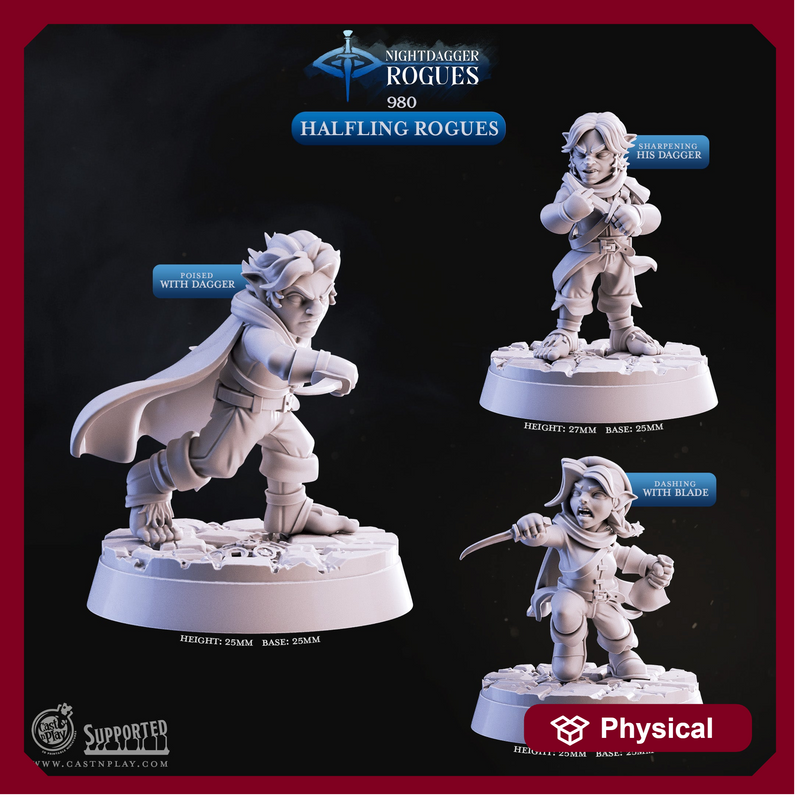 Halfling Rogues - Nightdagger Rogues - CastNPlay - Terrain Wargaming D&D DnD 28mm 32mm 40mm 54mm