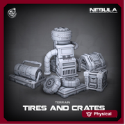 Sci-Fi Terrain Containers and Tires Props | Solid Resin 28mm, 32mm Scales |  RPG Tabletop scatter Terrain |  Futuristic Wargames - Only-Games