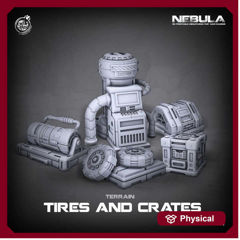 Sci-Fi Terrain Containers and Tires Props | Solid Resin 28mm, 32mm Scales |  RPG Tabletop scatter Terrain |  Futuristic Wargames - Only-Games