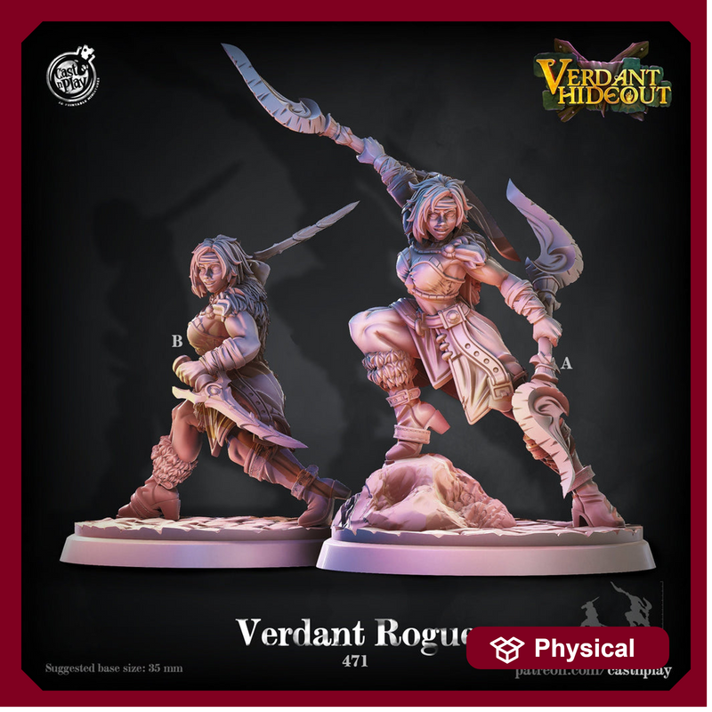 Female Rogue-  2 Poses Different weapons | 28mm, 32mm, 75mm Scale | Dungeons and Dragons 5e Miniatures | Pathfinder | Figurine | Resin - Only-Games
