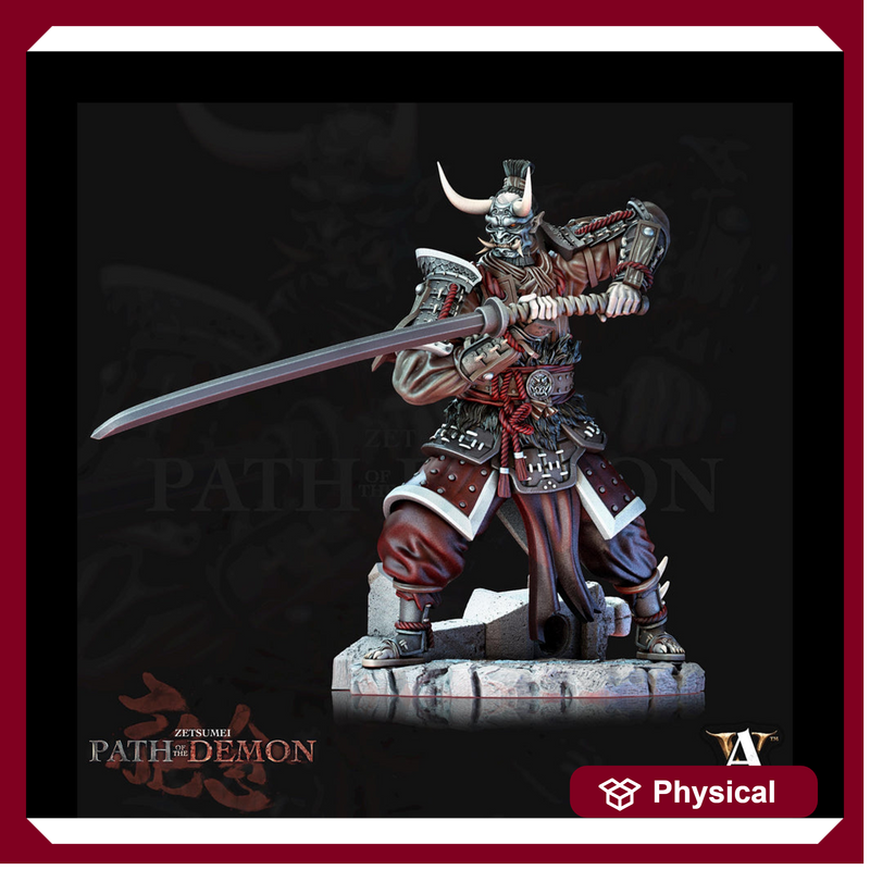 Samurai Demon, Undead Fighter, Senshi Unpainted Miniature D&D 5e  | 28mm,32mm,54mm,75mm,100mm Scales | Dungeons and Dragons | Pathfinder | - Only-Games