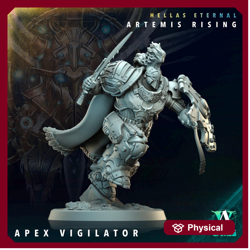 Sci-Fi Miniature Space Knight, Hellas Eternal Artemis Apex Vigilator | 28mm,32mm, 54mm, 75mm,100mm Scales | Resin Mini | Archvillain Games - Only-Games