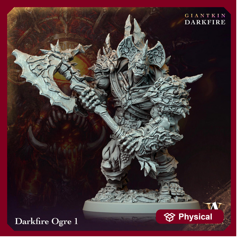 Raging Warrior Ogre, Resin Miniature | 28mm,32mm Scales (40mm, 50mm, 60mm, 75mm BASE Sizes) |  D&D 5e Against Giants | Dungeons and Dragons - Only-Games