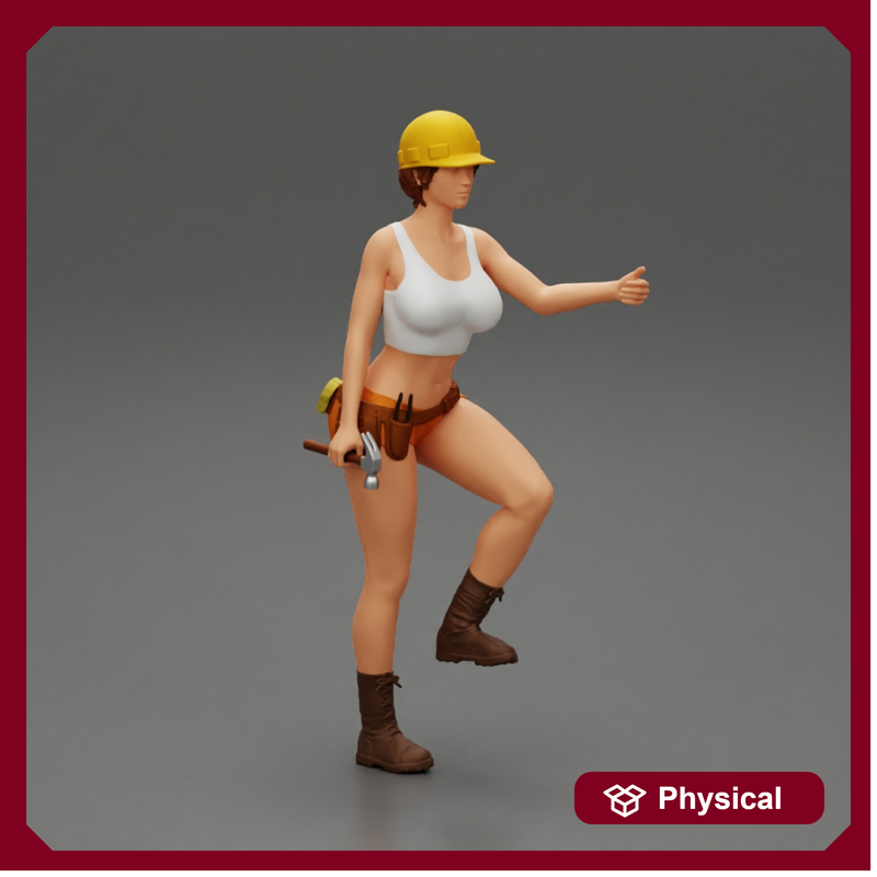 Young girl in helmet mechanic climbing