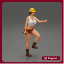 Young girl in helmet mechanic climbing