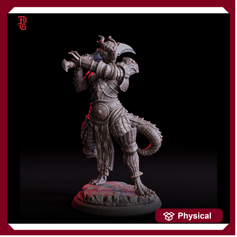 Dragonborn Paladin 2handed Sword model | 28mm, 32mm,54mm,75mm, 100mm Scale Resin Miniature | D&D 5e  | Pathfinder | Flesh of Gods - Only-Games