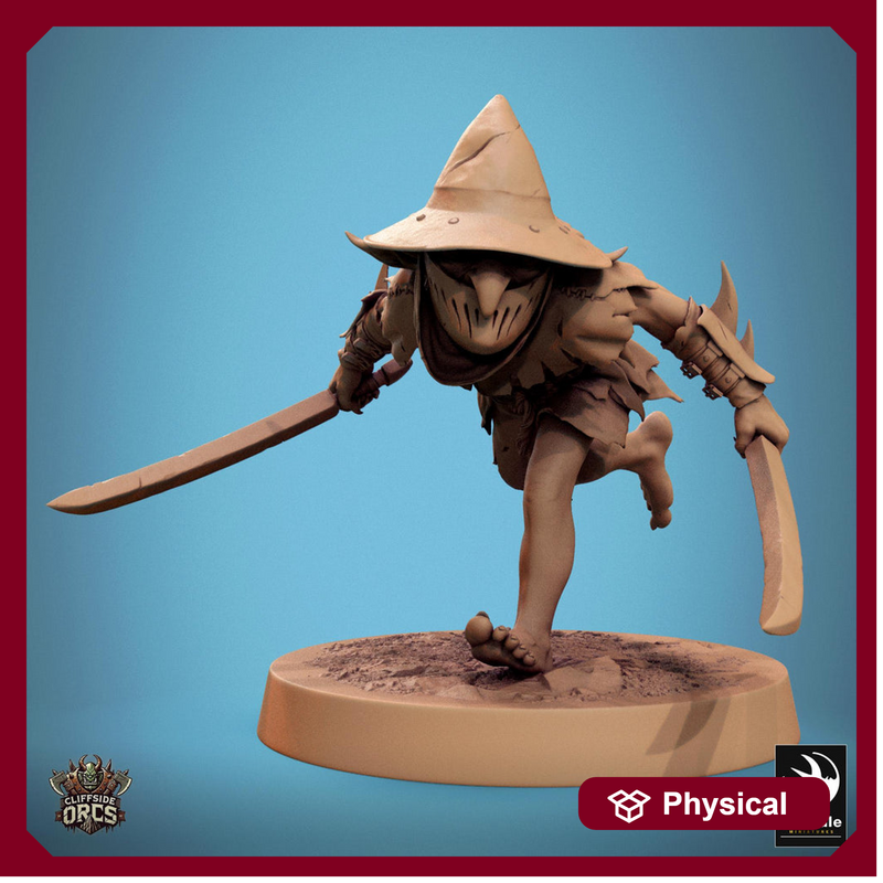 Goblin Dual Swords Fighter | D&D 5e UNPAINTED | 28mm, 32mm,54mm,75mm, 100mm scale| Pathfinder | Figure for Painting| Rescale Miniatures - Only-Games