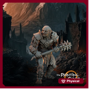 Orc / Half-Orc Fighter with Mace Miniature PC NPC | 28mm, 32mm,54mm,75mm Scales | Pathfinder Figure | DnD 5E|  Figurine unpainted | - Only-Games