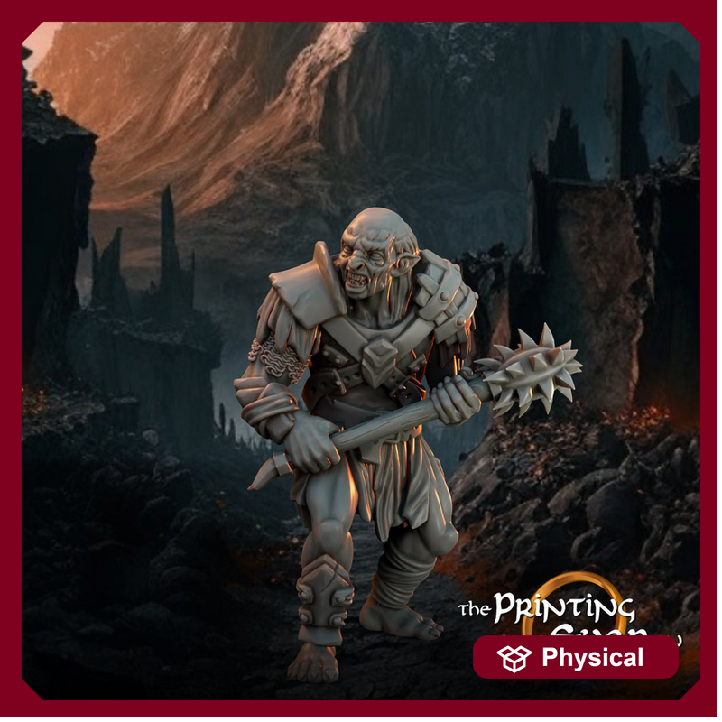 Orc / Half-Orc Fighter with Mace Miniature PC NPC | 28mm, 32mm,54mm,75mm Scales | Pathfinder Figure | DnD 5E|  Figurine unpainted | - Only-Games