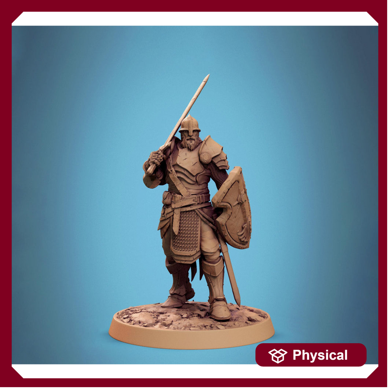 Paladin, Fighter,Soldier Sword n Shield, DnD 5e Unpainted Miniature| 5 Sizes /Scales - Only-Games