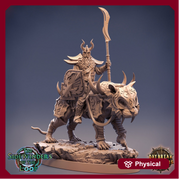 Tiefling Fighter mounted on Giant Feline | Dungeons and Dragons 5e Miniature | 28mm Scale | 32mm Scale | 75mm Scale | Pathfinder | - Only-Games