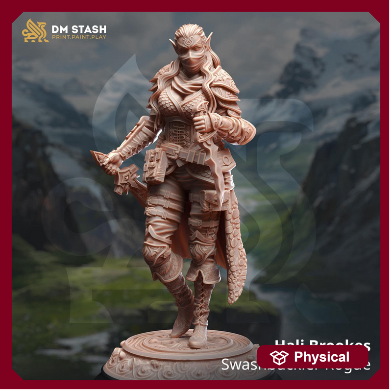 Half Elf Female Swashbuckler Rogue, Thief, Assassin | 28mm, 32mm,54mm,75mm, 100mm Scale Resin Mini | D&D 5e Pathfinder | DM Stash - Only-Games