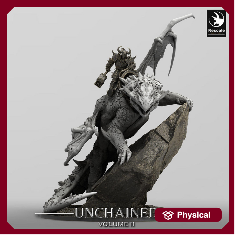 Gargantuan Volcanic Dragon with Rider | Resin Miniature | 28mm, 32mm Scales | Dragon Queen | Dungeons and Dragons| Flesh of Gods - Only-Games