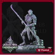 Dark Elf Drow Fighter | 28mm, 32mm, 75mm | DnD 5e Miniature | Dungeons and Dragons | Baenere | Melee-Magthere Menzoberranzan - Only-Games