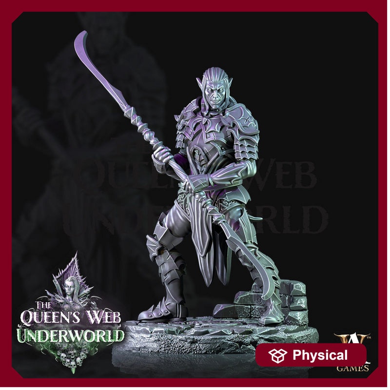 Dark Elf Drow Fighter | 28mm, 32mm, 75mm | DnD 5e Miniature | Dungeons and Dragons | Baenere | Melee-Magthere Menzoberranzan - Only-Games