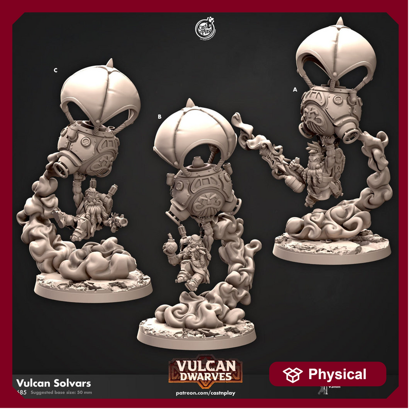Dwarf Flying Artificer Engineer Miniatures |Dungeons & Dragons Spelljammer | 28mm,32mm,54mm Scale | Pathfinder | Wargames TTRPG |Cast N Play - Only-Games