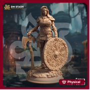 Female Fighter Ranger Shield Maiden | Miniature | 28mm, 32mm, 75mm, 100mm Scales | Pathfinder Figure | DnD | Figurine unpainted | DM Stash - Only-Games