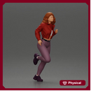 Girl with long hair running away in a jacket