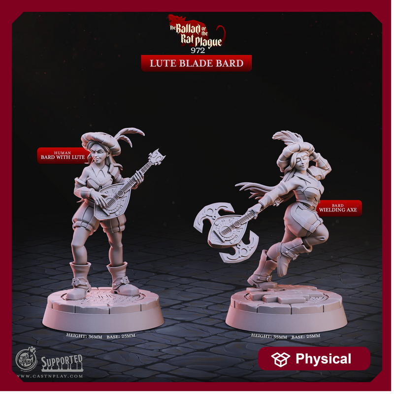 Lute Blade Bard - The Ballad of the Rat Plague - CastNPlay - Terrain Wargaming D&D DnD 28mm 32mm 40mm 54mm