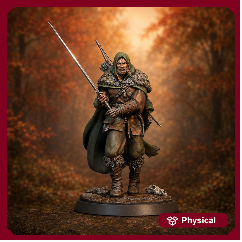 Human Ranger Unpainted Miniature, Torvin Sword Pose, PaintedOrNot Original Resin Mini for DnD 5E - Only-Games