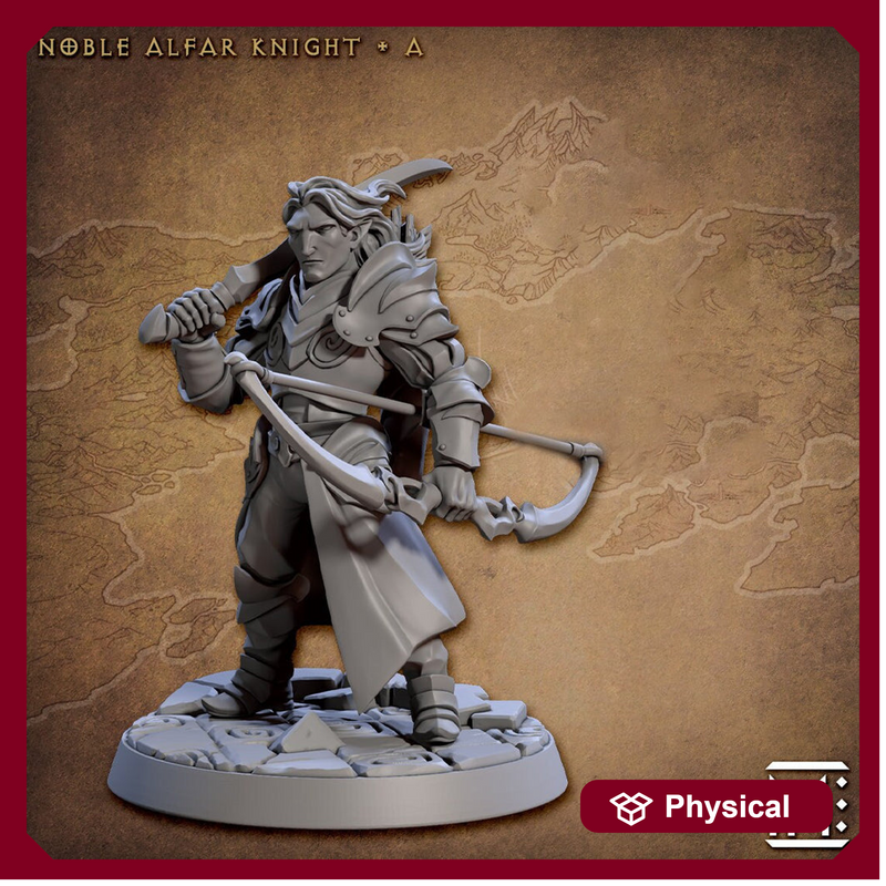 Elf Ranger Fighter Sword and Bow | 28mm, 32mm, 54mm,75mm,100mm Scale Resin Miniature Dungeons and Dragons D&D Pathfinder | Artisan Guild - Only-Games
