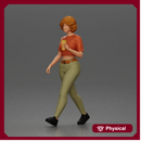 Woman strolls sipping beverage wearing crop top belted pants sneakers