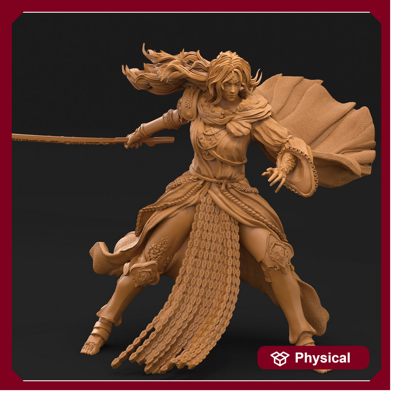 Female Human Fighter SwordMaster Ranger PC NPC | 28mm, 32mm Scales also 50mm & 100mm | Dungeons and Dragons | Pathfinder | 3dArtGuy - Only-Games