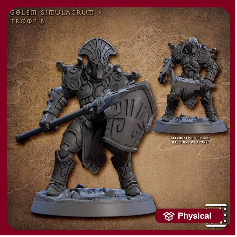 Warforged Paladin, Fighter , Cleric PC NPC  | 28mm, 32mm, 75mm Scale Resin Miniature | Dungeons and Dragons | Artisan Guild - Only-Games