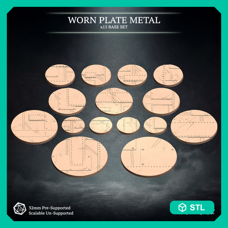 Worn Plate Metal Scenic Base Set - x15 Unique Bases
