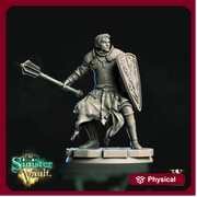 Human Cleric Paladin Mace and Shield Unpainted Miniature | 28mm, 32mm,54mm, 75mm, 100mm Scales | Dungeons and Dragons | Pathfinder | DnD - Only-Games